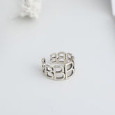 Hollow Letter B Opening Sterling Silver Ring